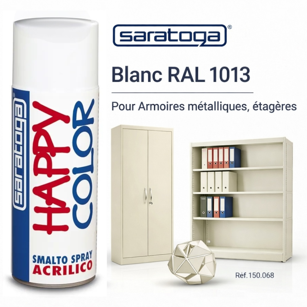 Spray Happy Color Blanc RAL 1013 400ml Réf.150.068 - Saratoga