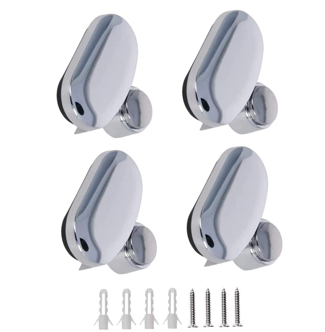Lot de 8 Clips Miroir Murale Plastique Support Ovale Argenté