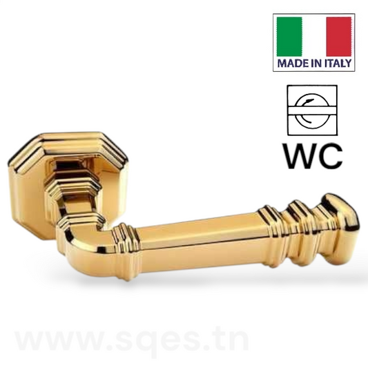 Poignées de porte à rosace carré - OR - brillant - wc ( 2pcs ) - SQES