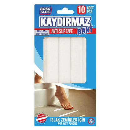 BOSSTAPE Kit bande Antidérapante adhésif Transparent pour sol de douche (10pcs 19mmx20cm) - SQES