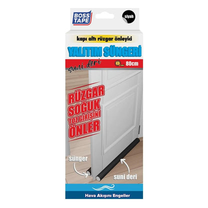 BOSS TAPE Boudin de Porte Isolant Froid, avec Double Joint en simili Cuir NOIR - SQES