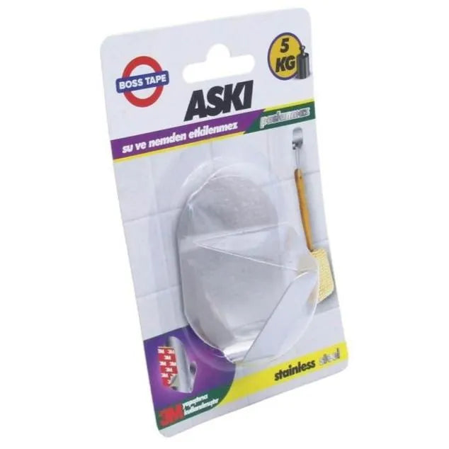 BOSS TAPE Crochet Mural auto adhésif inox sans percer de trous (1pcs) 45mmx65mm - SQES