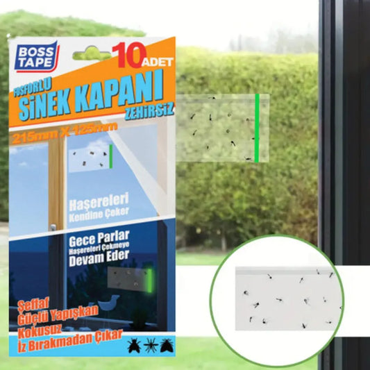 BOSS TAPE Piège à mouches, photo lumineux (10pcs) 215mmx125mm - SQES