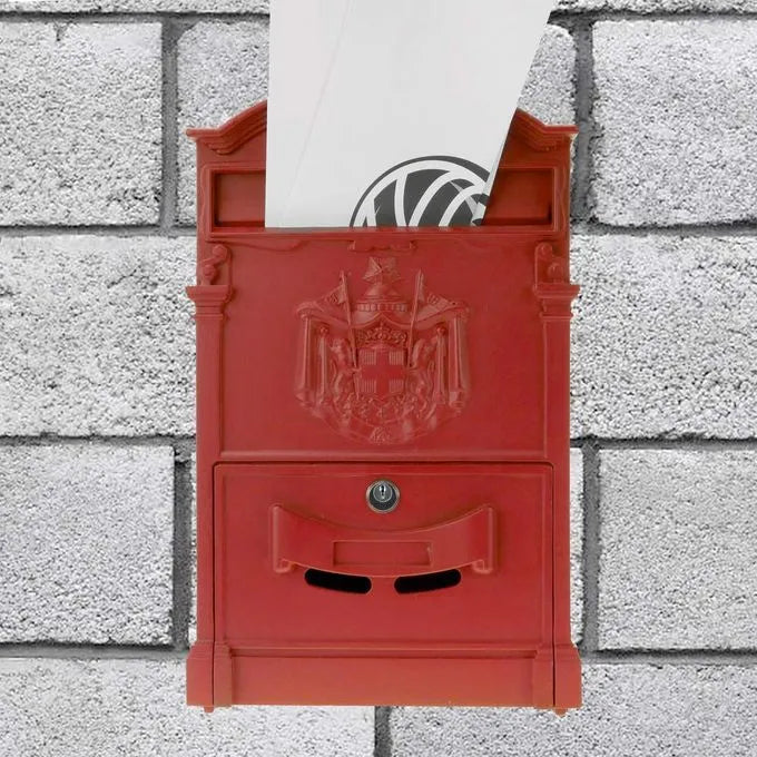 Boîte aux Lettres rétro Antique - Rustique - Inoxydable en aluminium - Rouge - SQES