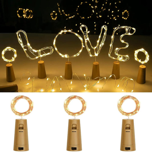 Lot 3 Guirlandes Bouchon de vin LED Lumineux (20leds) - SQES