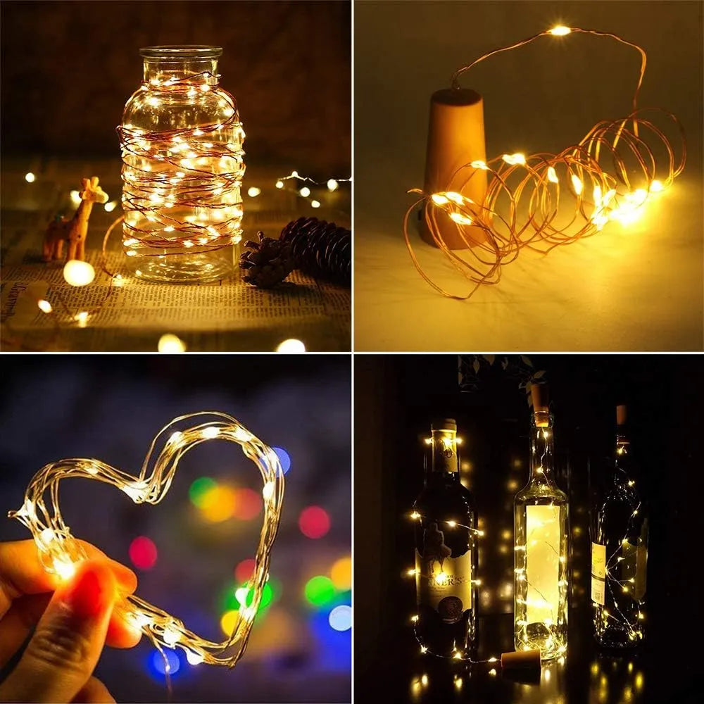 Guirlande LED Rechargeable USB Pour Bouteille - 2 Mètres, 12-14h D'autonomie - Décoration Fête, Noël, Mariage - 11