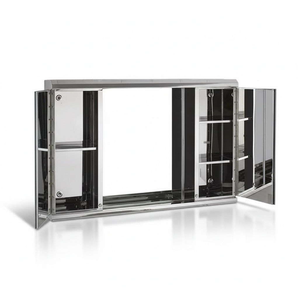 Boîte à Pharmacie Miroir Éclairage LED Inox Double Portes