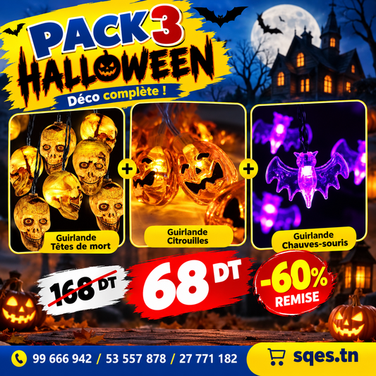 Pack 3 Guirlandes Halloween LED - Décoration | SQES Tunisie