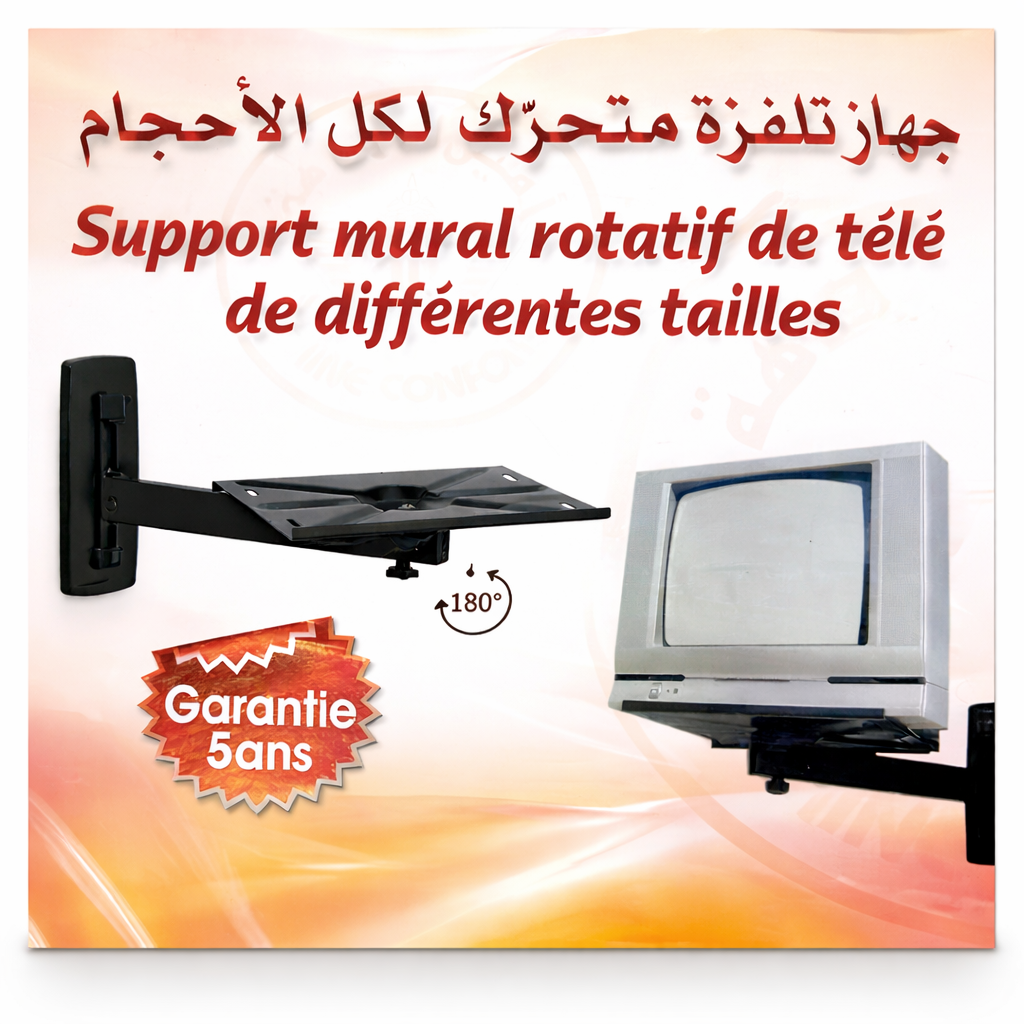 Support Mural TV Rotatif Universel 180° — Pivotant et Inclinable