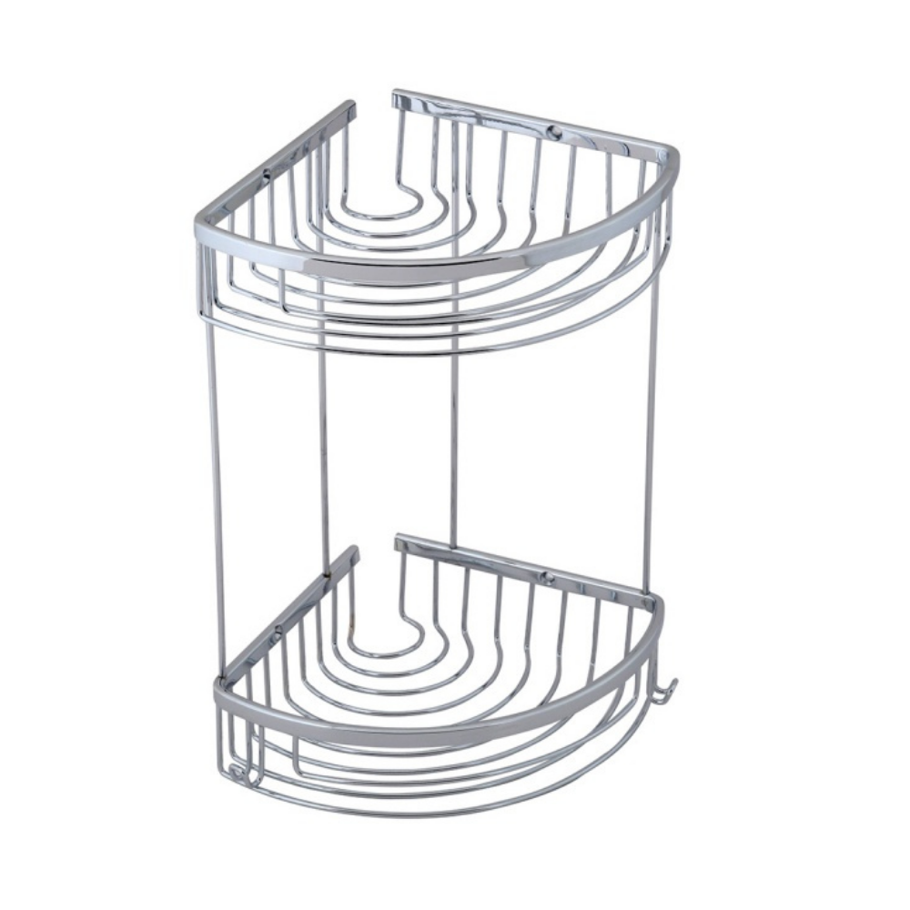 Panier à Savon Double 20x20 Chrome - Étagère d'Angle Salle de Bain