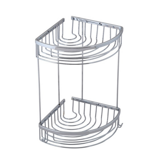 Panier à Savon Double 20x20 Chrome - Étagère d'Angle Salle de Bain