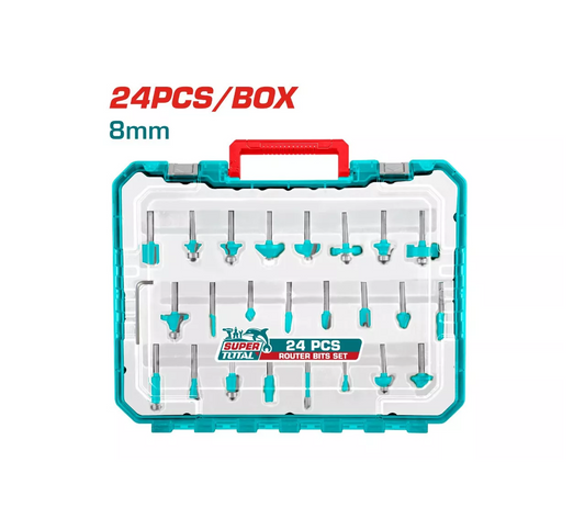 Coffret 24 Fraises À Défoncer TOTAL 8mm TACSR12408