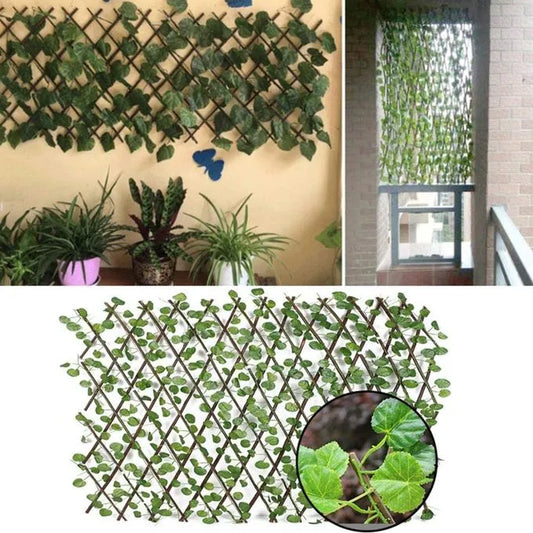 Cloture de Jardin rétractable - Treillis extensible - Feuille de Lierre - Mur végétal - SQES