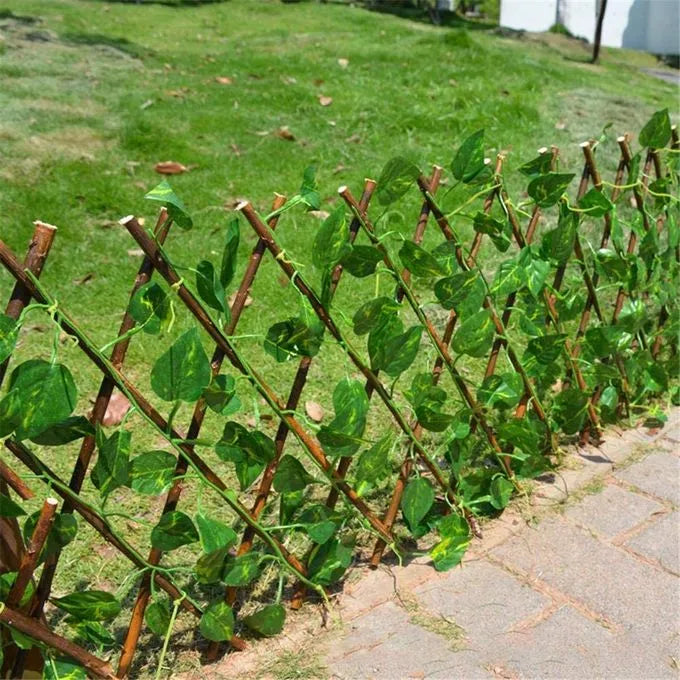 Cloture de Jardin rétractable - Treillis extensible - Feuille de Lierre - Mur végétal - SQES