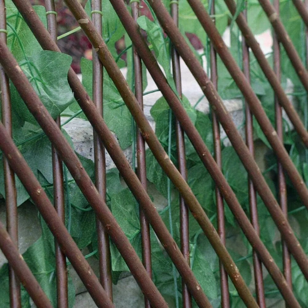 Cloture de Jardin rétractable - Treillis extensible - Feuille de Lierre - Mur végétal - SQES