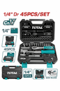 Coffret douilles TOTAL THT121251 45 pièces 1/4 pouce Cr-V clé à cliquet 45T 20 embouts – SQES Tunisie

