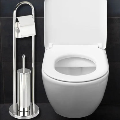 Combiné WC - Porte Papier Toilette avec Brosse - INOX - SQES