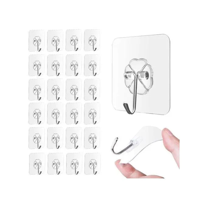 Lot de 24 Crochet - Transparents - Auto-Adhésifs pour Salle de Bain - SQES