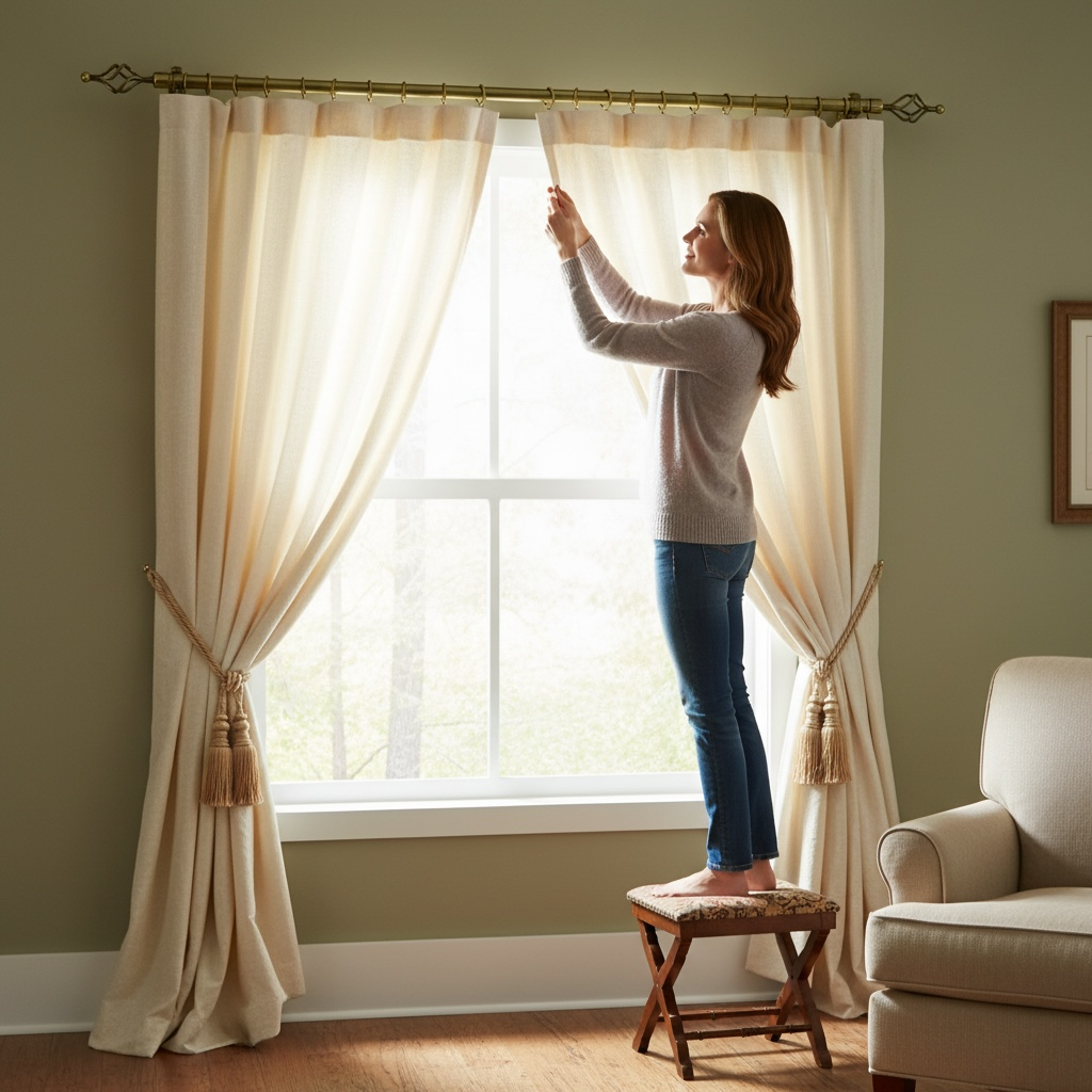 Tringle Tube à Rideau Extensible 1-2m DN28/25 Kit Complet