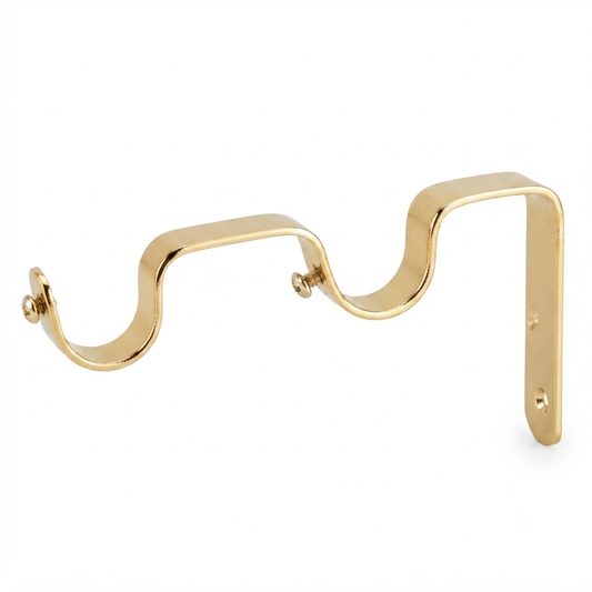Supports muraux doubles à double crochet en S en aluminium poli DN25 finition OR brillant, modèle DOUBLE. SQES TUNISIE