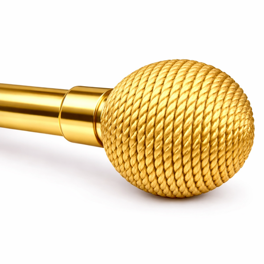 Embout boule tressé pour barre à rideau métal Doré Ø25mm (2pcs)
