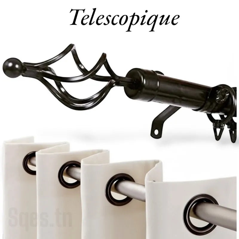 Tringle Extensible pour Rideau en Acier – Ø25 mm - Noir - SQES