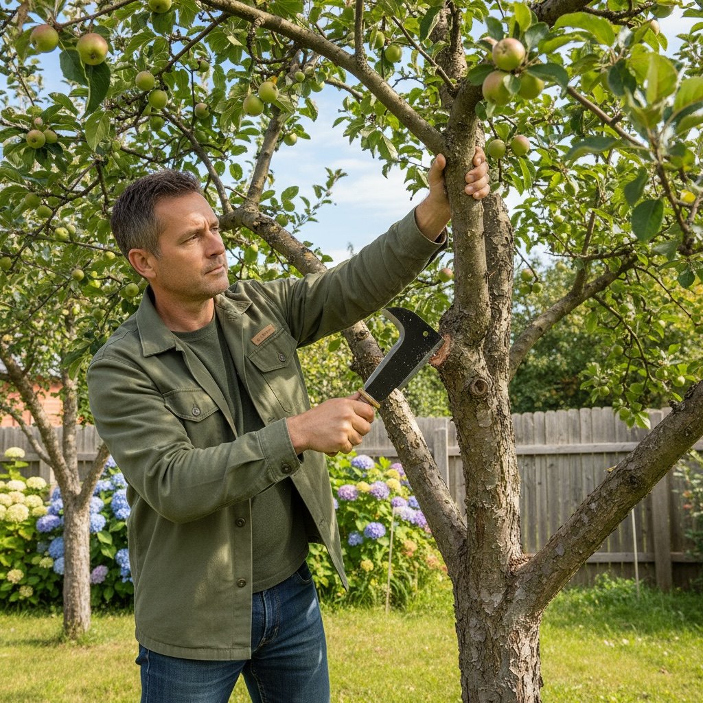 Serpe Manche Cuir 22cm Professionnelle Élagage Jardinage