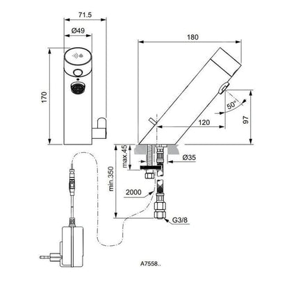 Robinet de Lavabo à Piles Infrarouge Noir MCM Italie - Article 702601