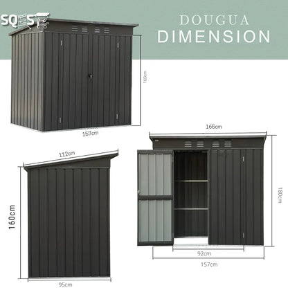 DOUGUA Abri de jardin en métal avec toit incliné - SQES