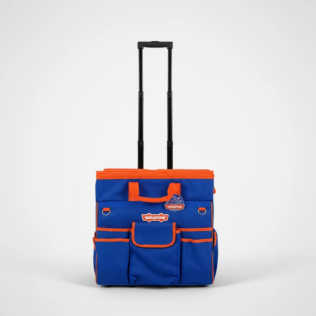 WADFOW Sac à Outils à Roulettes WTGR102 - 23 Poches - Capacité 20kg - Bleu