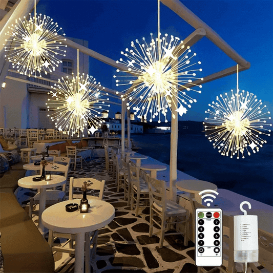 Lot 3 feux d'artifice suspendus Guirlande lumineuse LED pour fêtes et extérieur - SQES