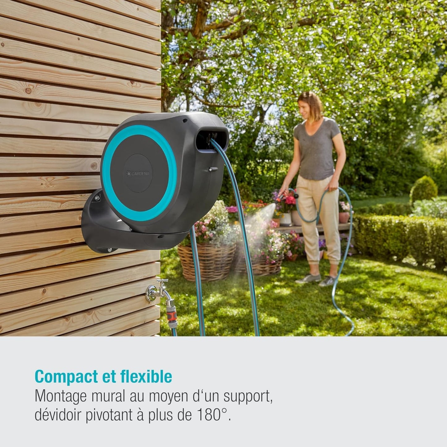 Dévidoir Automatique Mural RollUp S 15 m GARDENA