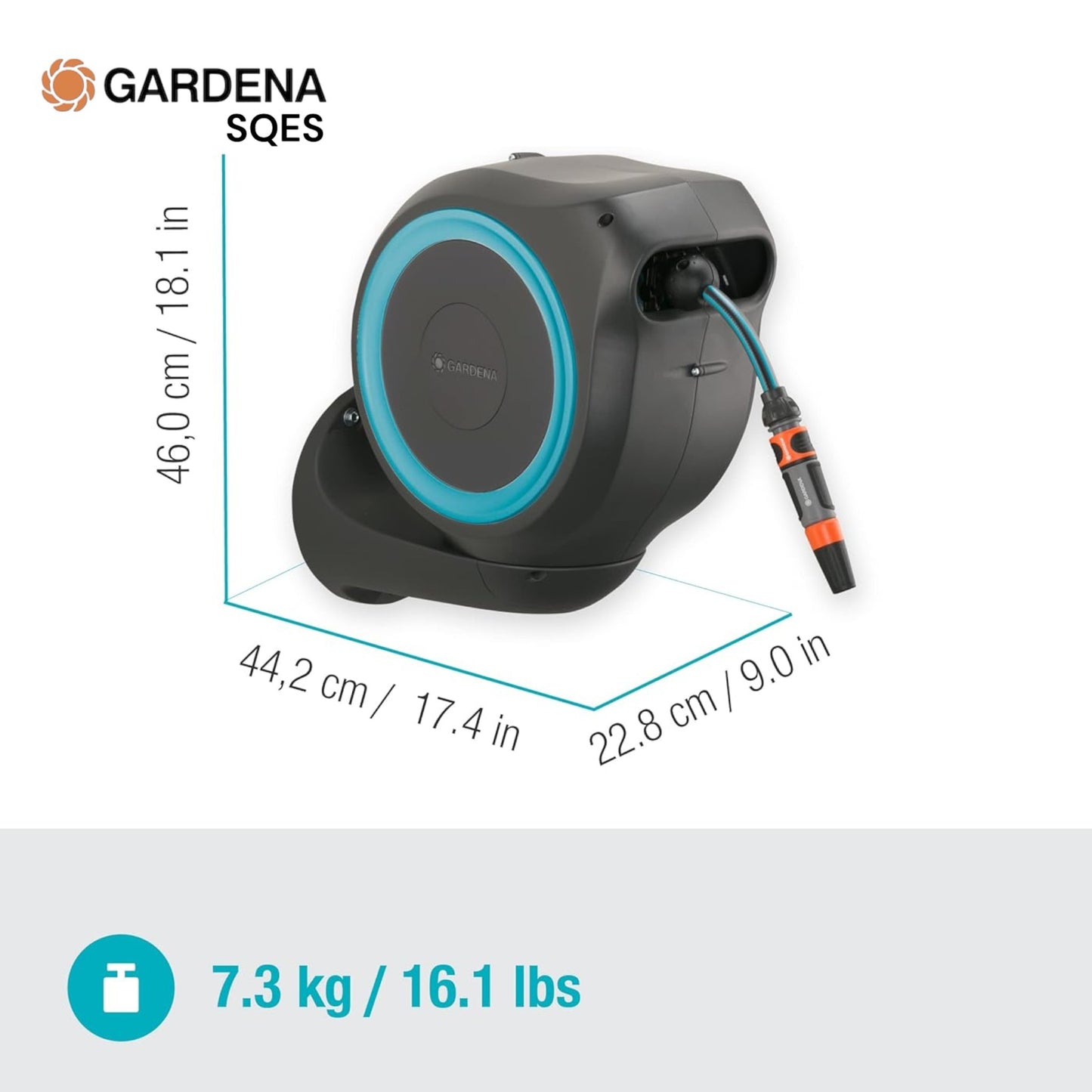 Dévidoir Automatique Mural RollUp S 15 m GARDENA