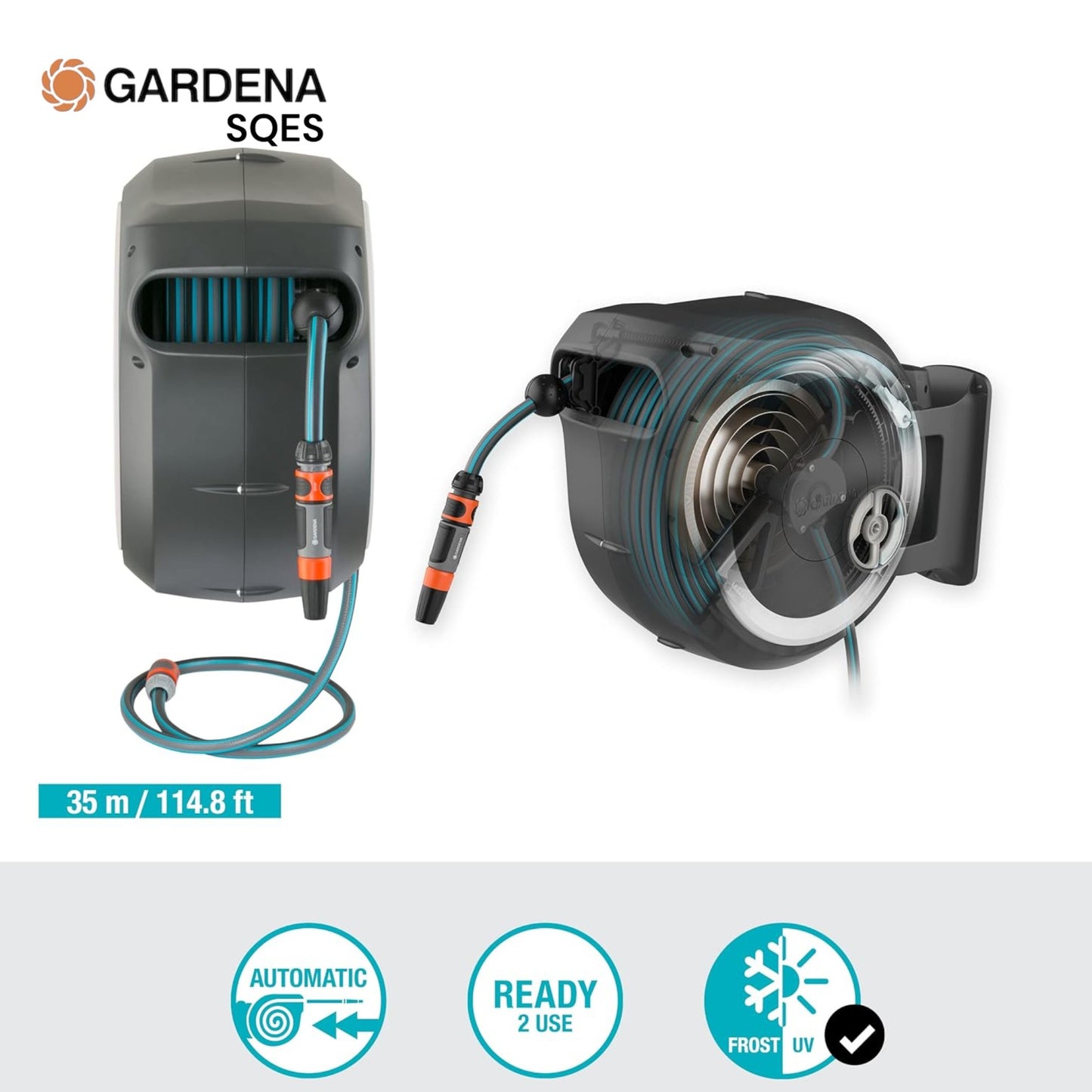 Dévidoir Automatique Mural RollUp XL 35m GARDENA