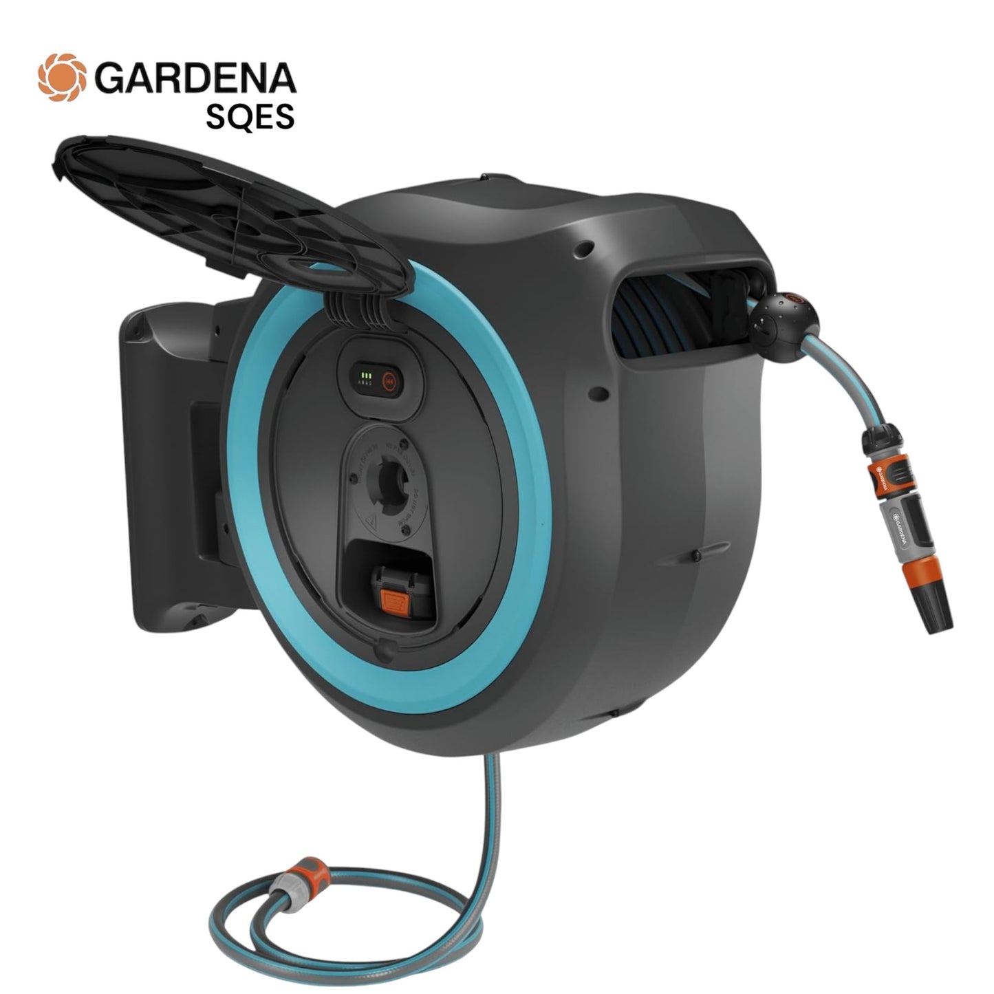 Dévidoir Automatique Mural sur Batterie PowerRoll XL 35/18V P4A, 35 m GARDENA