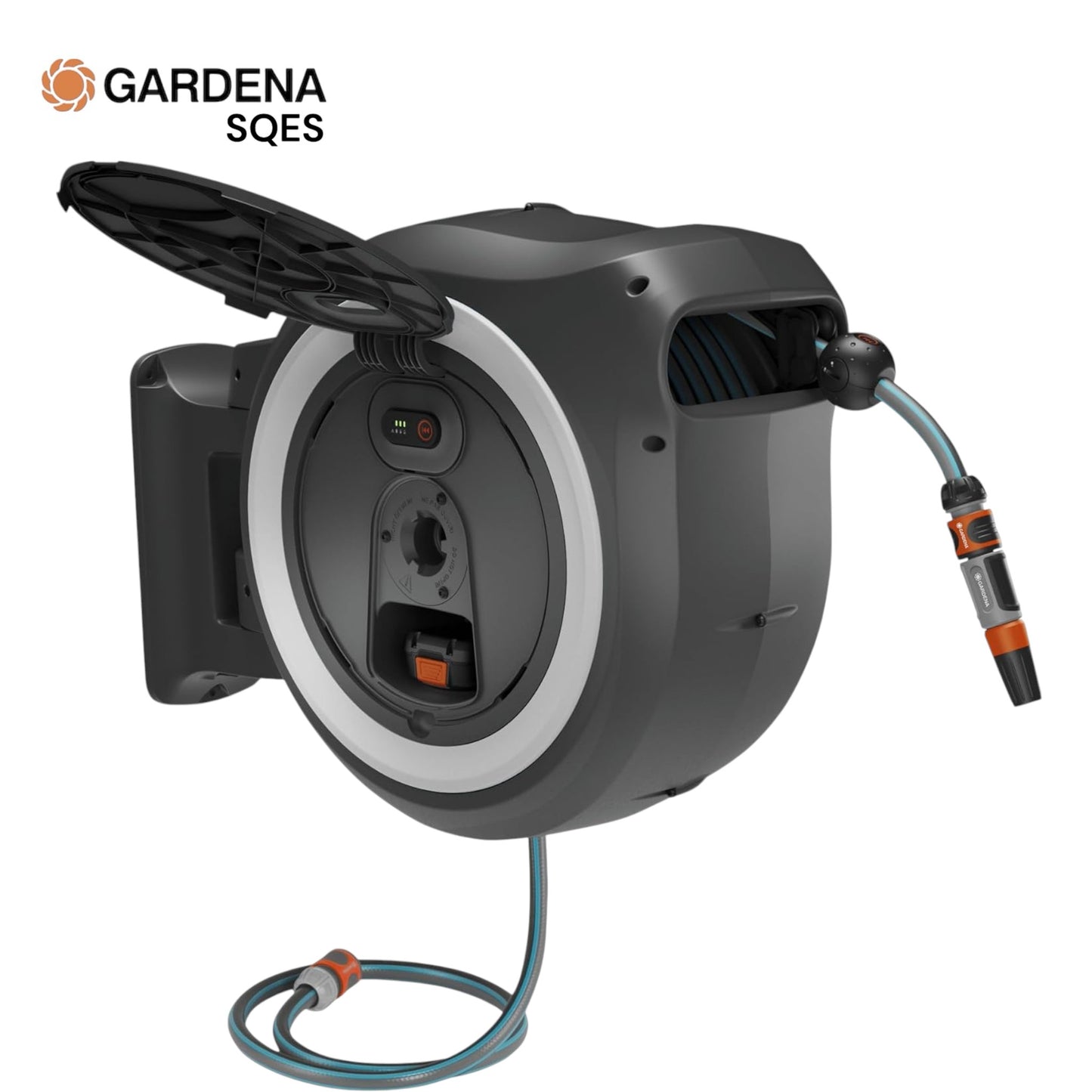 Dévidoir Automatique Mural sur Batterie PowerRoll XXL 40/18V P4A, 40 m GARDENA