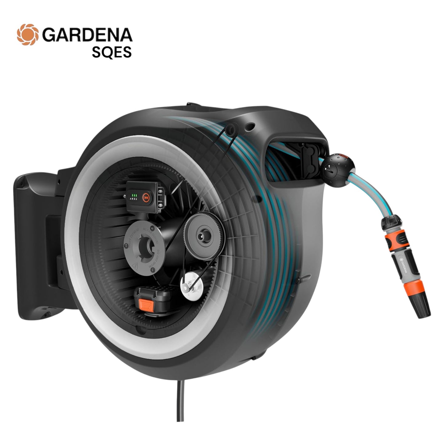 Dévidoir Automatique Mural sur Batterie PowerRoll XXL 40/18V P4A, 40 m GARDENA