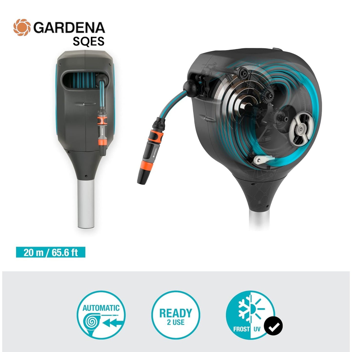 Dévidoir Automatique sur Pic RollUp M 20 m GARDENA