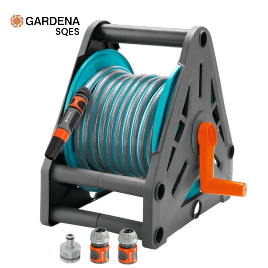 Dévidoir Portable Équipé 15m 13mm avec Kit Raccord GARDENA