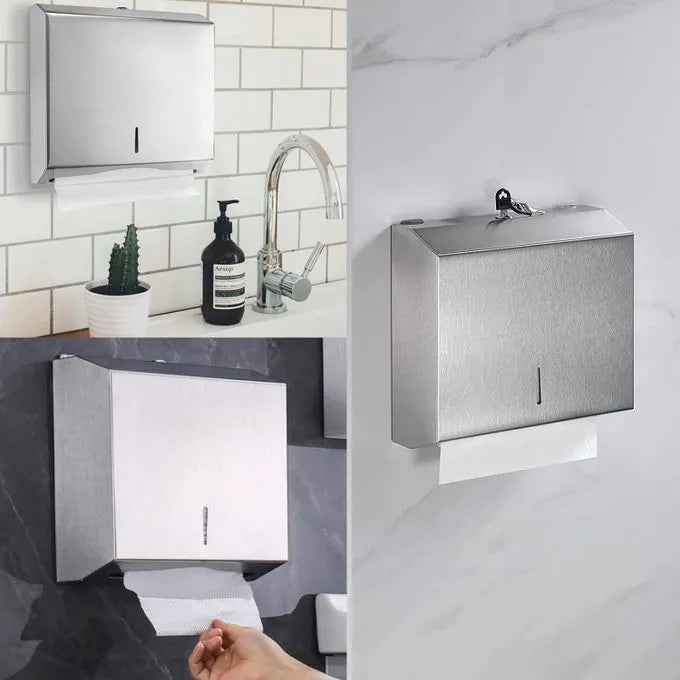 Distributeur Papier d'essuie mains mural - INOX - SQES