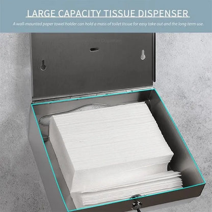 Distributeur Papier d'essuie mains mural - INOX - SQES