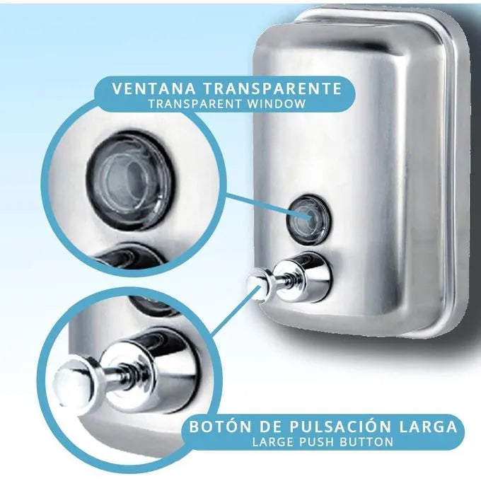 Distributeur de Gel, Savon Liquide, Murale, Inox - SQES