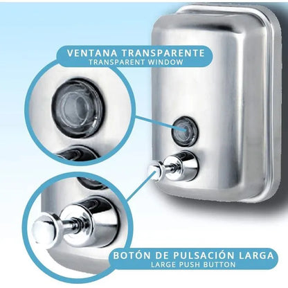 Distributeur de Gel, Savon Liquide, Murale, Inox - SQES