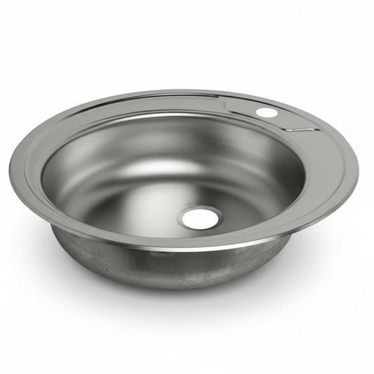 Évier de Cuisine Encastrable Rond 48,5 cm Acier Inoxydable