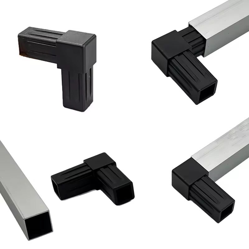Connecteur de tube carrée 25mm 2 voies Noir - Lot 12pcs - SQES