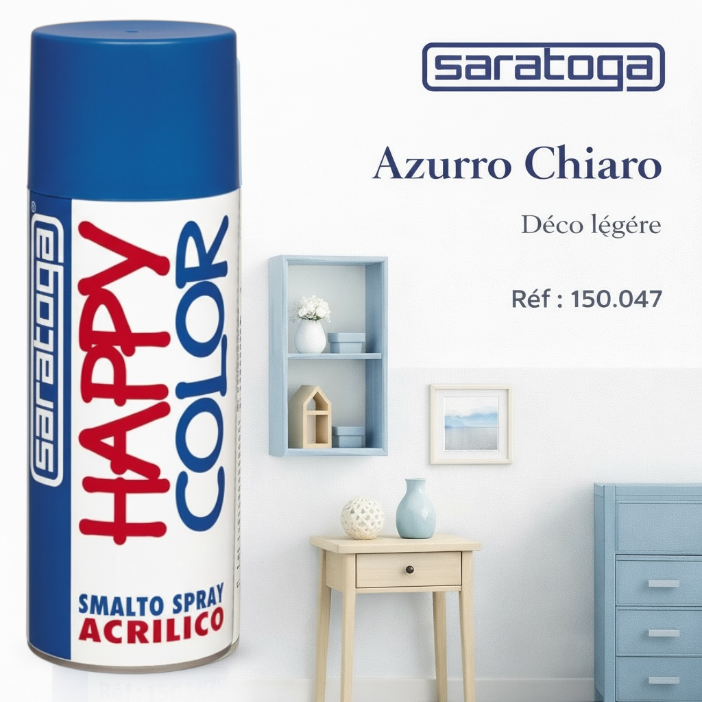 Peinture Spray Azurro Chiaro Réf.150.047 400ml Happy Color - Saratoga
