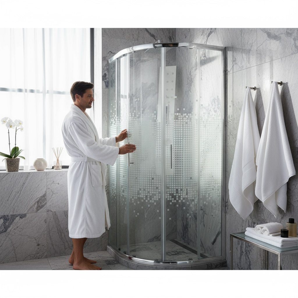 Cabine de douche rond 80/80/190 chromé