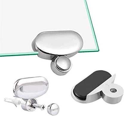 Lot de 8 Clips Miroir Murale Plastique Support Ovale Argenté