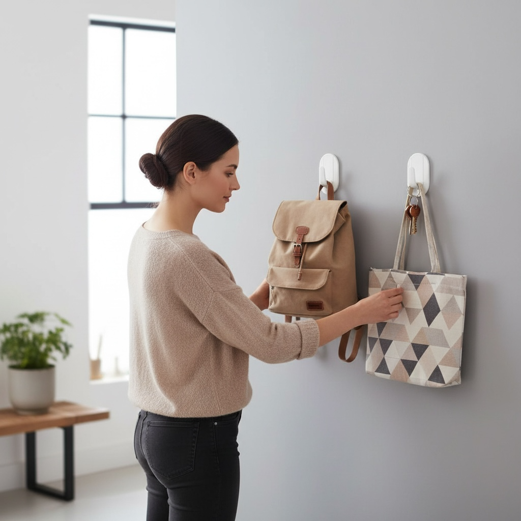 Crochet Mural BOSS TAPE Blanc 43mmx70mm (2pcs) – Sans Perçage