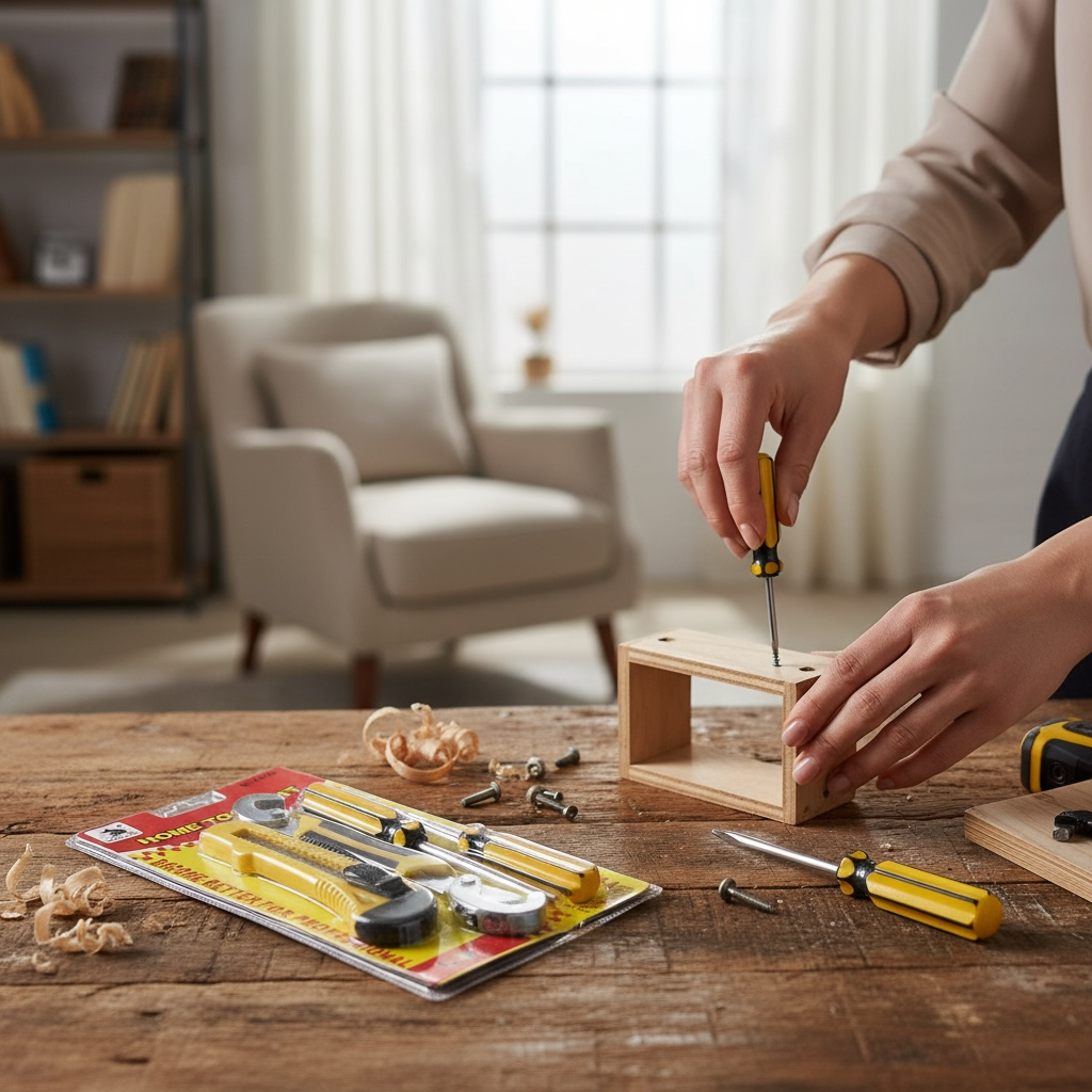 Kit 4 Outils de Bricolage - 2 Tournevis 1 Cutter 1 Pince Multiprise